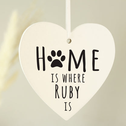 Personalised 'Home is Where' Pet Wooden Heart Decoration - image 2