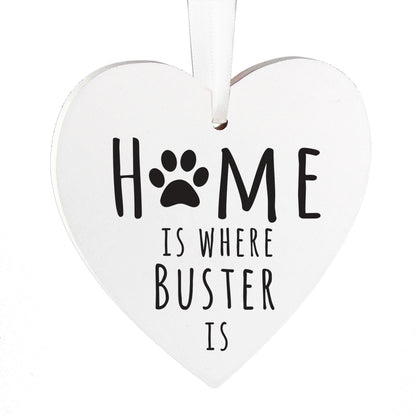 Personalised 'Home is Where' Pet Wooden Heart Decoration - image 3