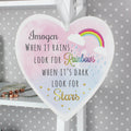 Personalised Rainbows and Stars Large Wooden Heart Decoration from Heartfelt Gifts