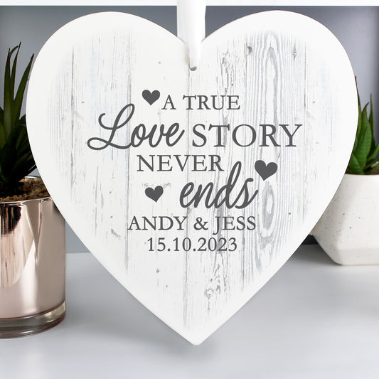 Personalised Love Story Large Wooden Heart Decoration from Heartfelt Gifts