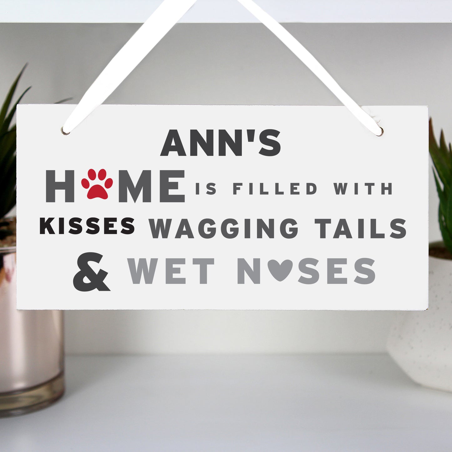 Personalised 'Wagging Tails' Dog Wooden Sign from Heartfelt Gifts