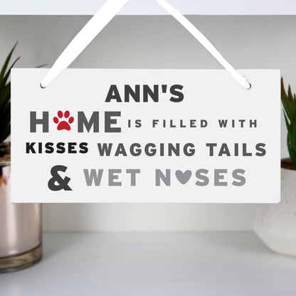 Personalised 'Wagging Tails' Dog Wooden Sign from Heartfelt Gifts