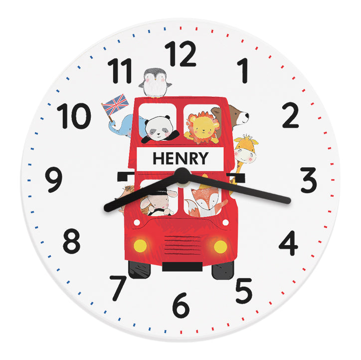 Personalised London Animal Bus Wooden Clock - image 5
