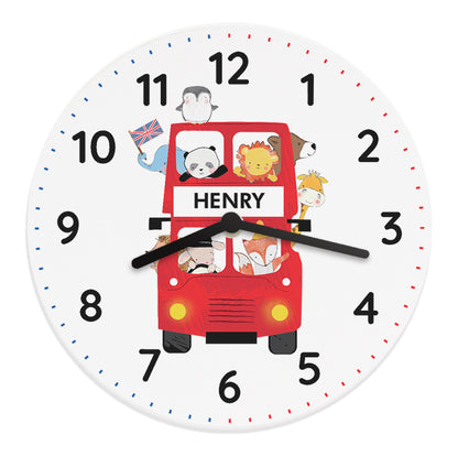 Personalised London Animal Bus Wooden Clock - image 5
