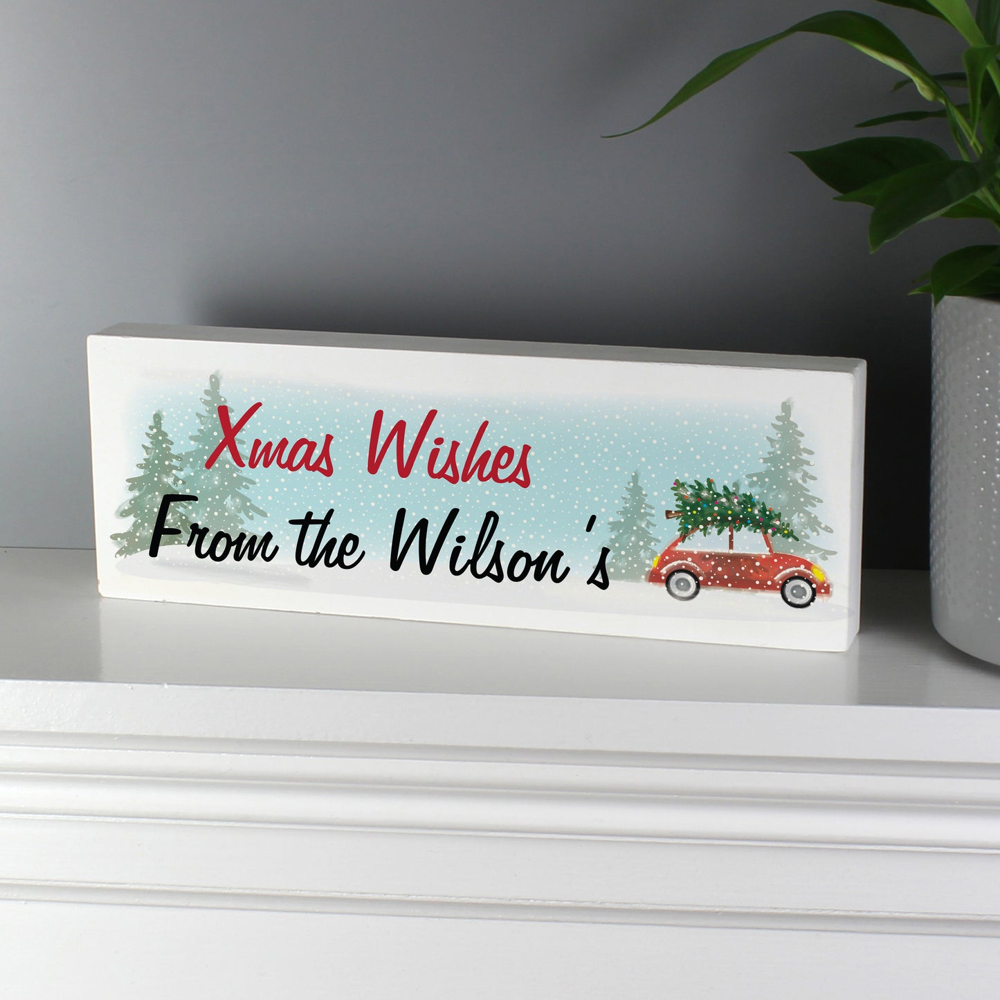 Personalised Driving Home For Christmas Wooden Mantel Decoration - image 3