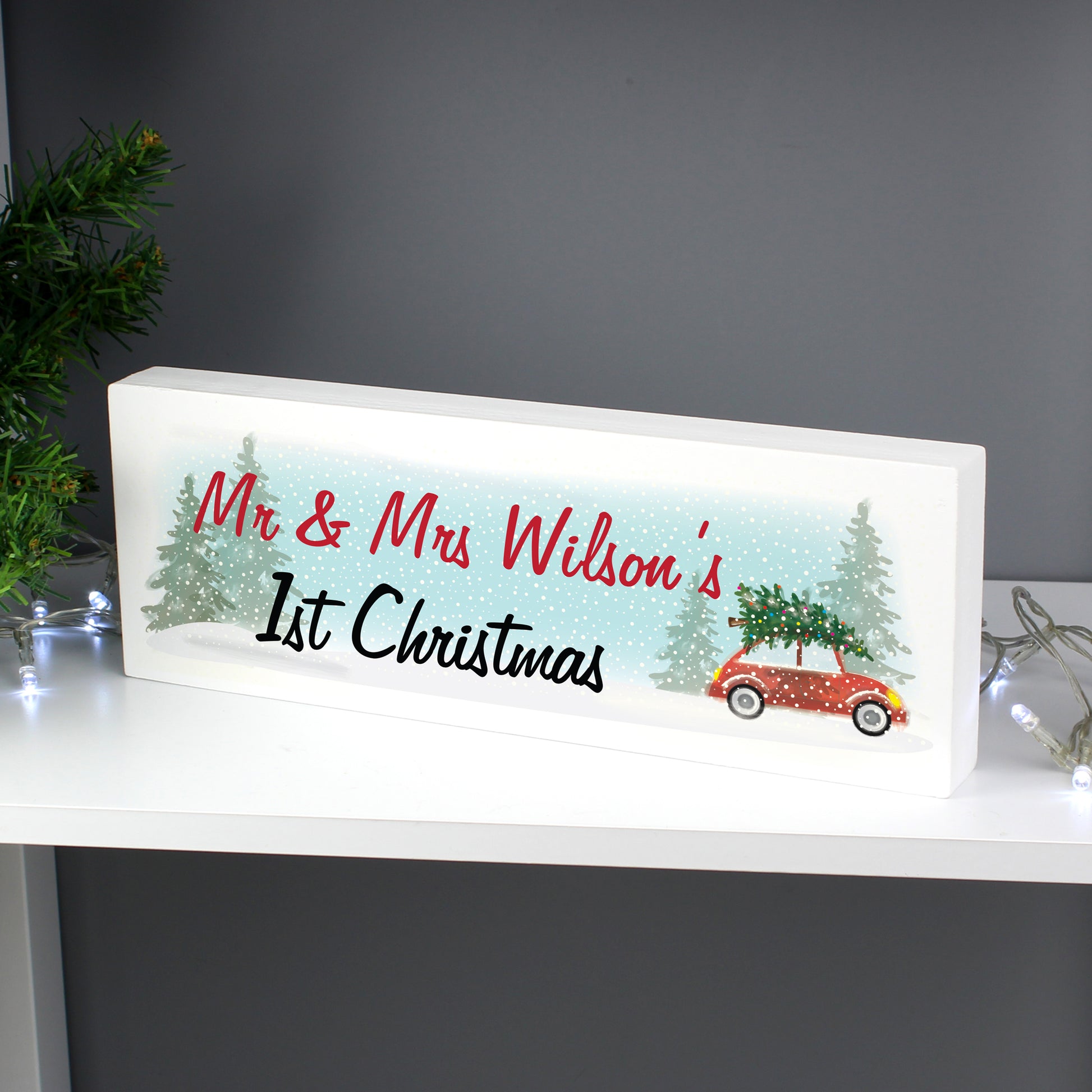 Personalised Driving Home For Christmas Wooden Mantel Decoration - image 5