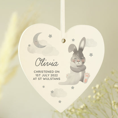 Personalised Baby Bunny Wooden Heart Decoration - image 4