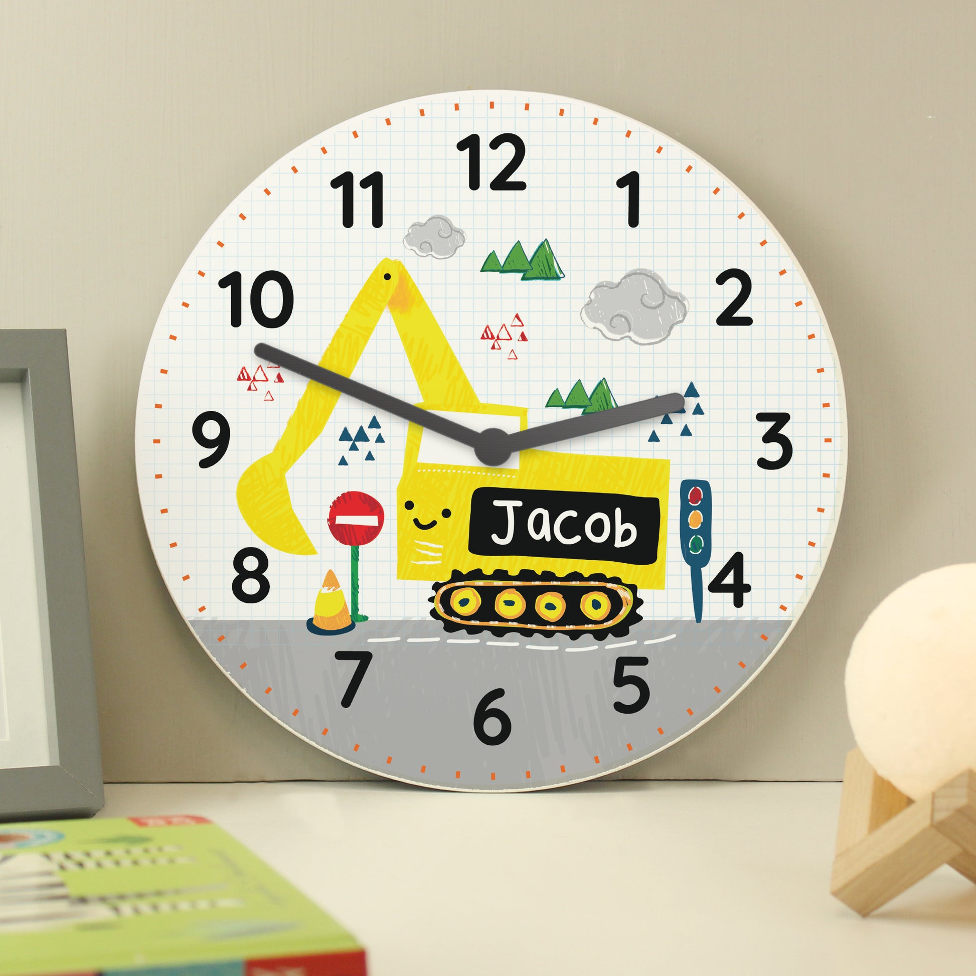 Personalised Digger Wooden Clock - image 3