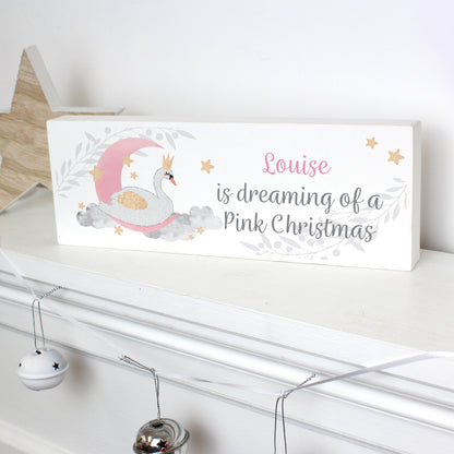 Personalised Swan Lake Wooden Mantel Decoration from Heartfelt Gifts