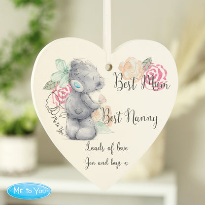 Personalised Me to You Floral Wooden Heart Decoration - image 3
