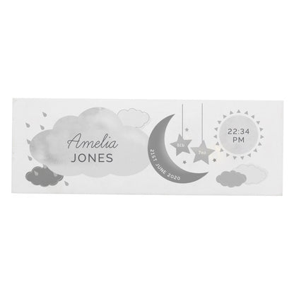 Personalised New Baby Moon & Stars Wooden Mantel Decoration - image 2