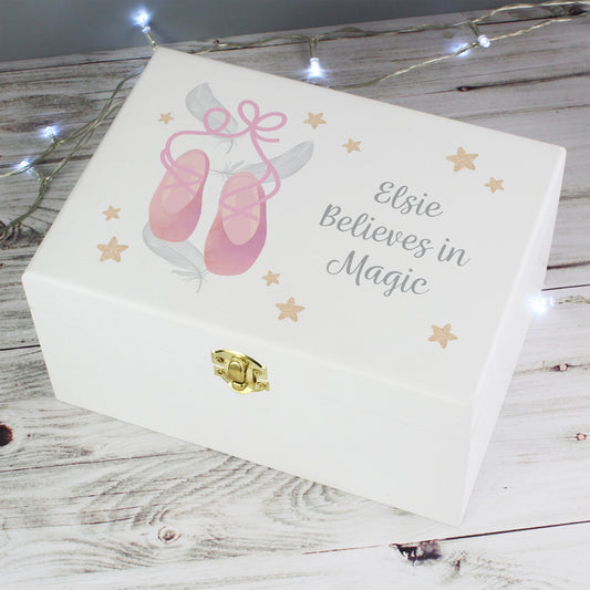 Personalised Swan Lake Ballet White Wooden Keepsake Box from Heartfelt Gifts