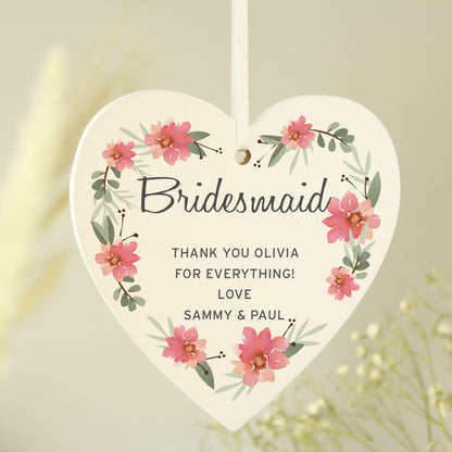 Personalised Floral Sentimental Wooden Heart Decoration - image 3