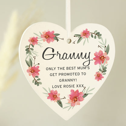 Personalised Floral Sentimental Wooden Heart Decoration - image 4