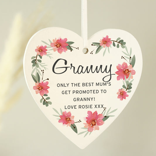 Personalised Floral Sentimental Wooden Heart Decoration - image 4