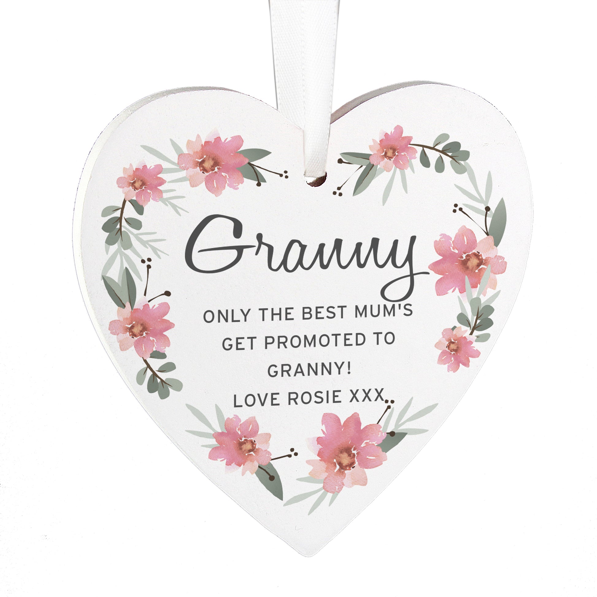 Personalised Floral Sentimental Wooden Heart Decoration - image 5