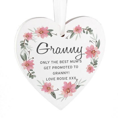 Personalised Floral Sentimental Wooden Heart Decoration - image 5