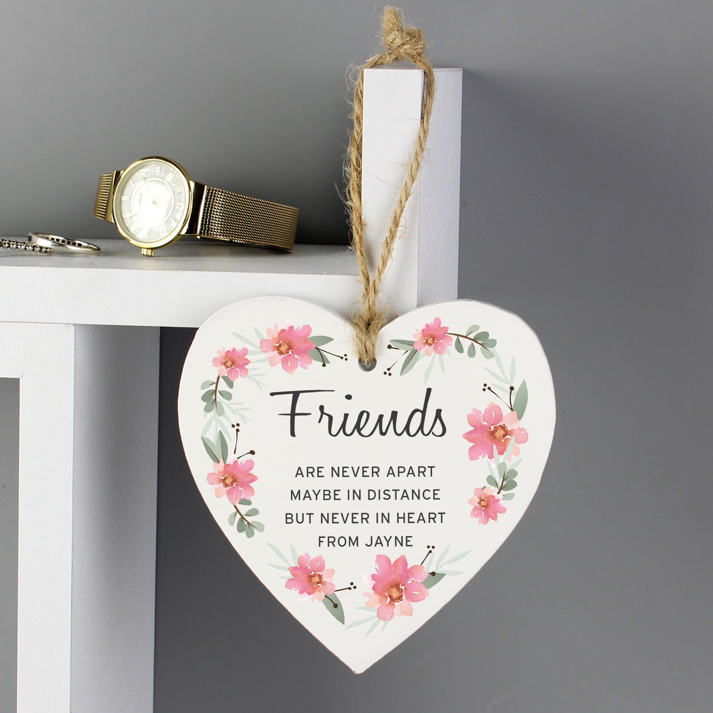 Personalised Floral Sentimental Wooden Heart Decoration - image 8