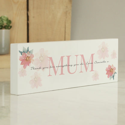 Personalised Floral Sentimental Wooden Mantel Decoration from Heartfelt Gifts