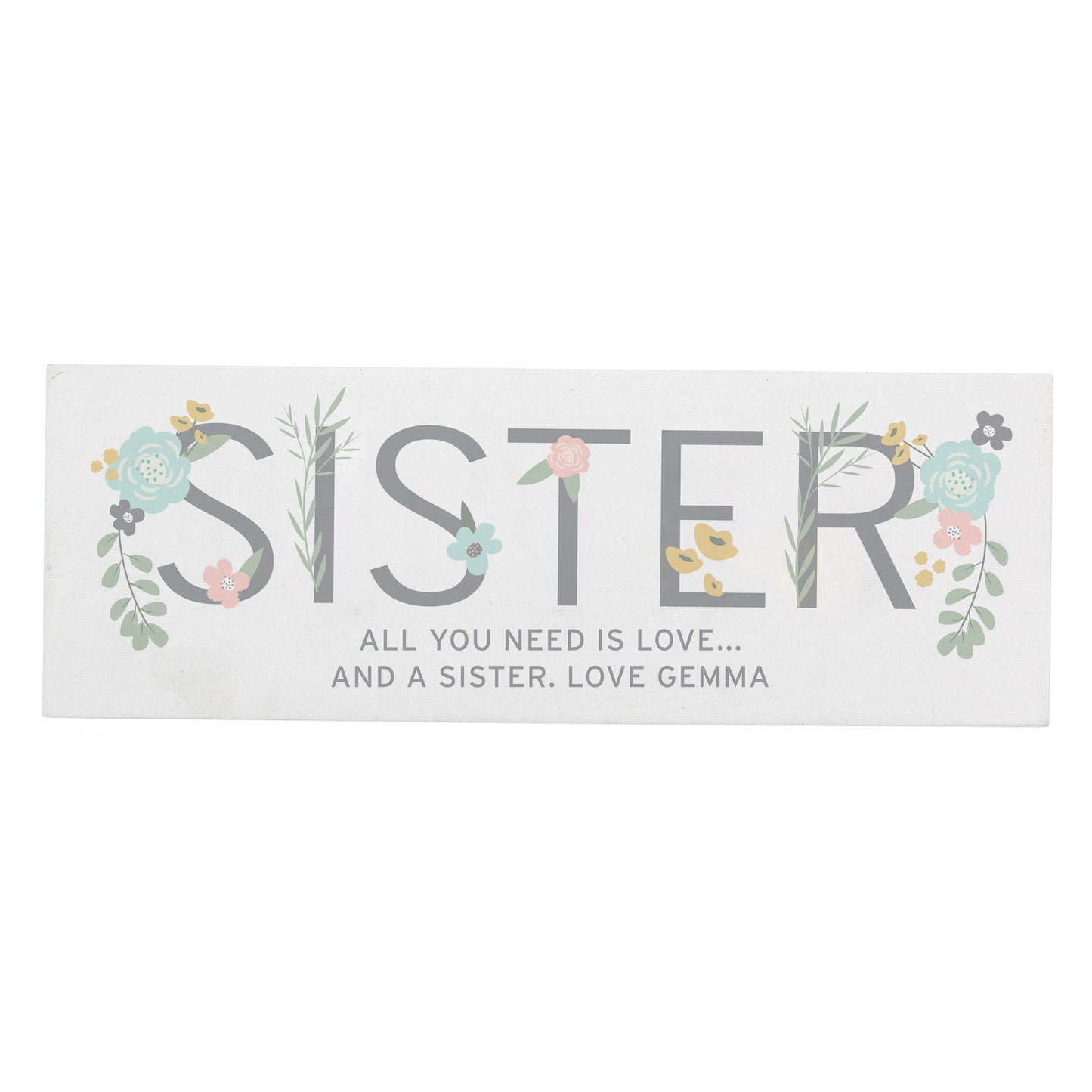 Personalised Floral Sister Wooden Mantel Decoration - image 2