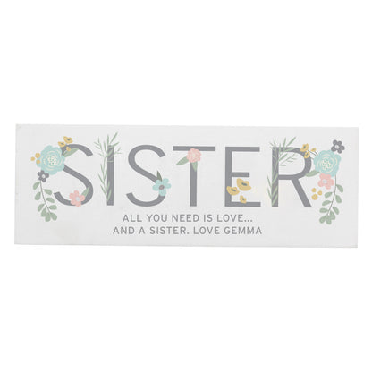 Personalised Floral Sister Wooden Mantel Decoration - image 2