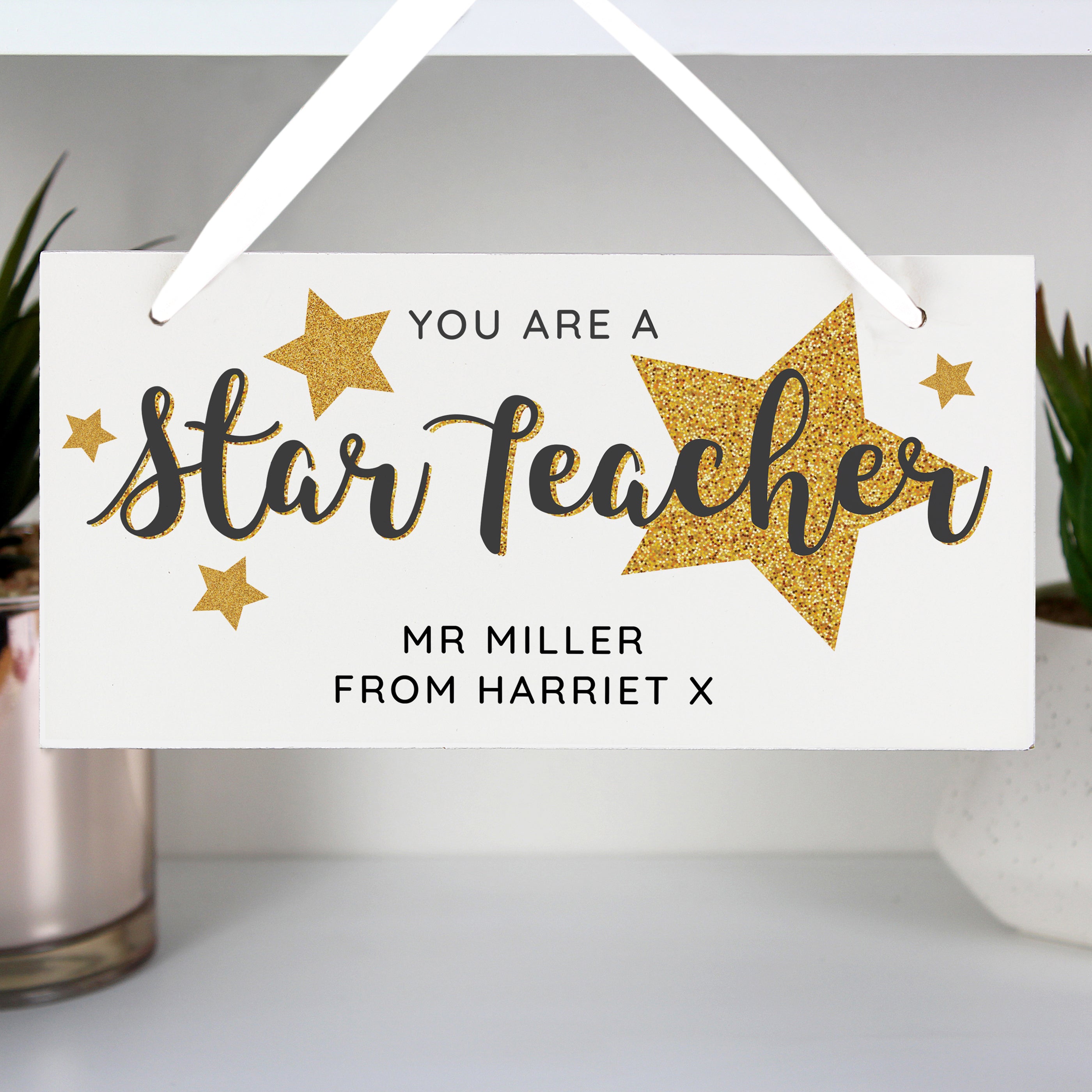 Personalised You Are A Star Teacher Wooden Sign from Heartfelt Gifts