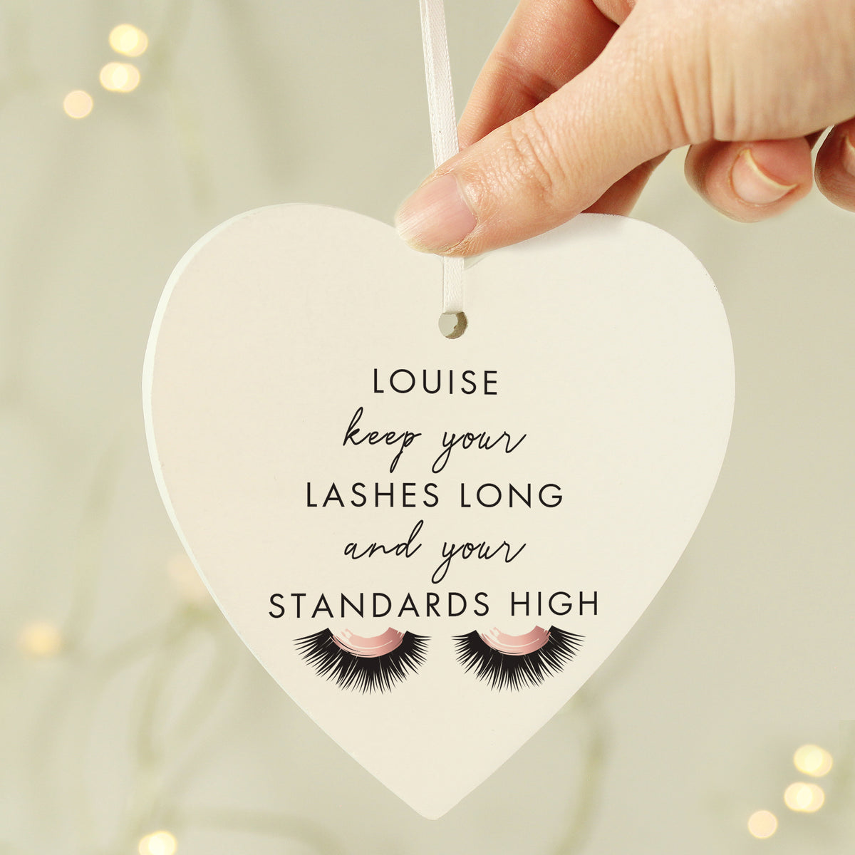 Personalised Eyelash Wooden Heart Decoration from Heartfelt Gifts