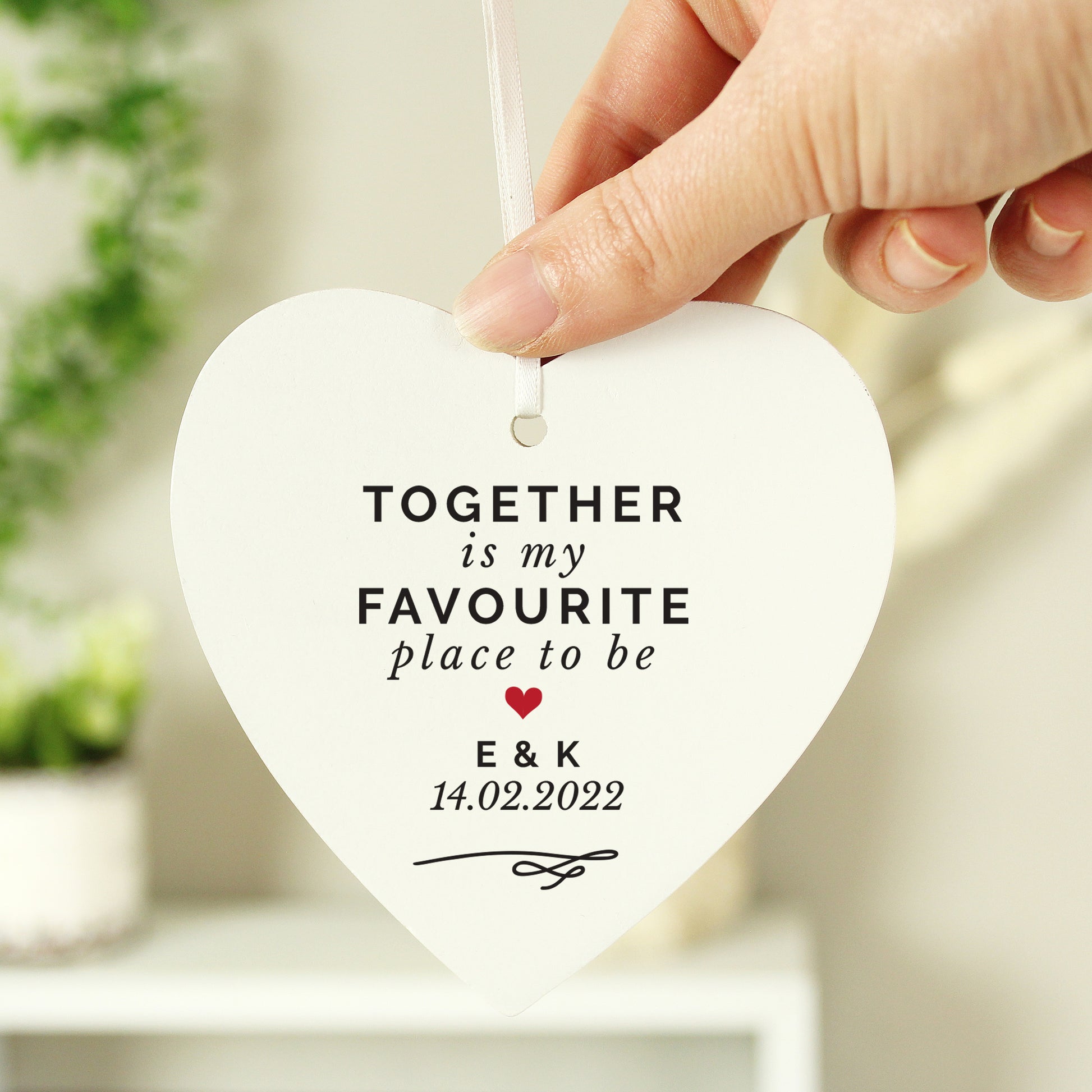 Personalised Together Is My Favourite Place Wooden Heart Decoration from Heartfelt Gifts