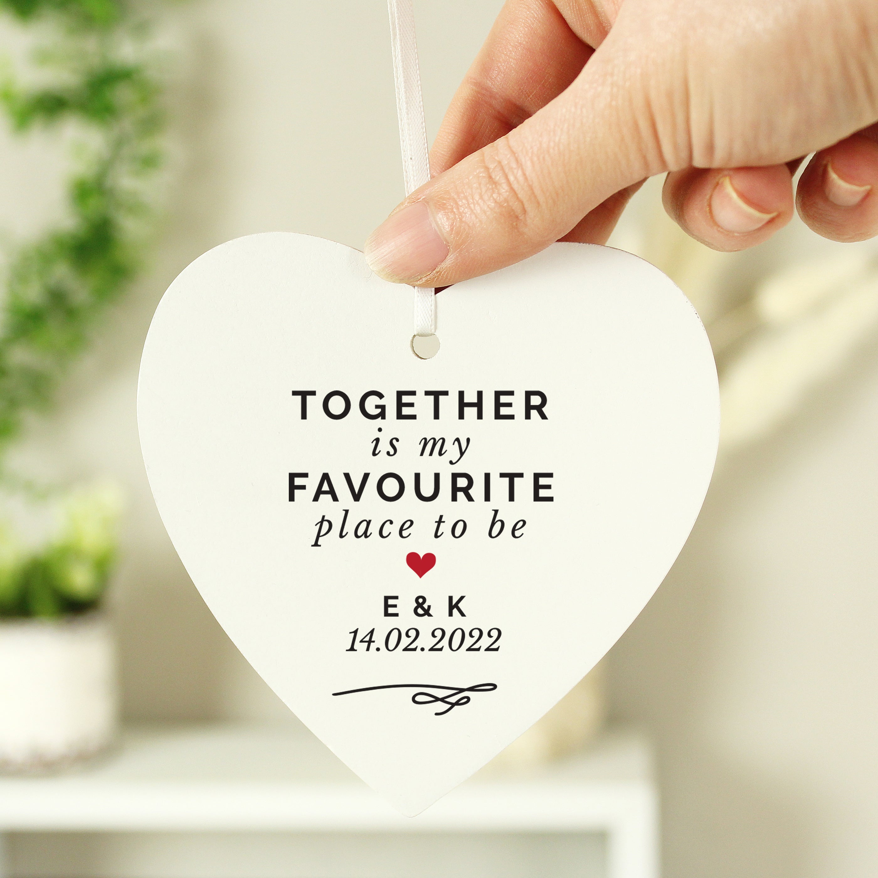 Personalised Together Is My Favourite Place Wooden Heart Decoration from Heartfelt Gifts