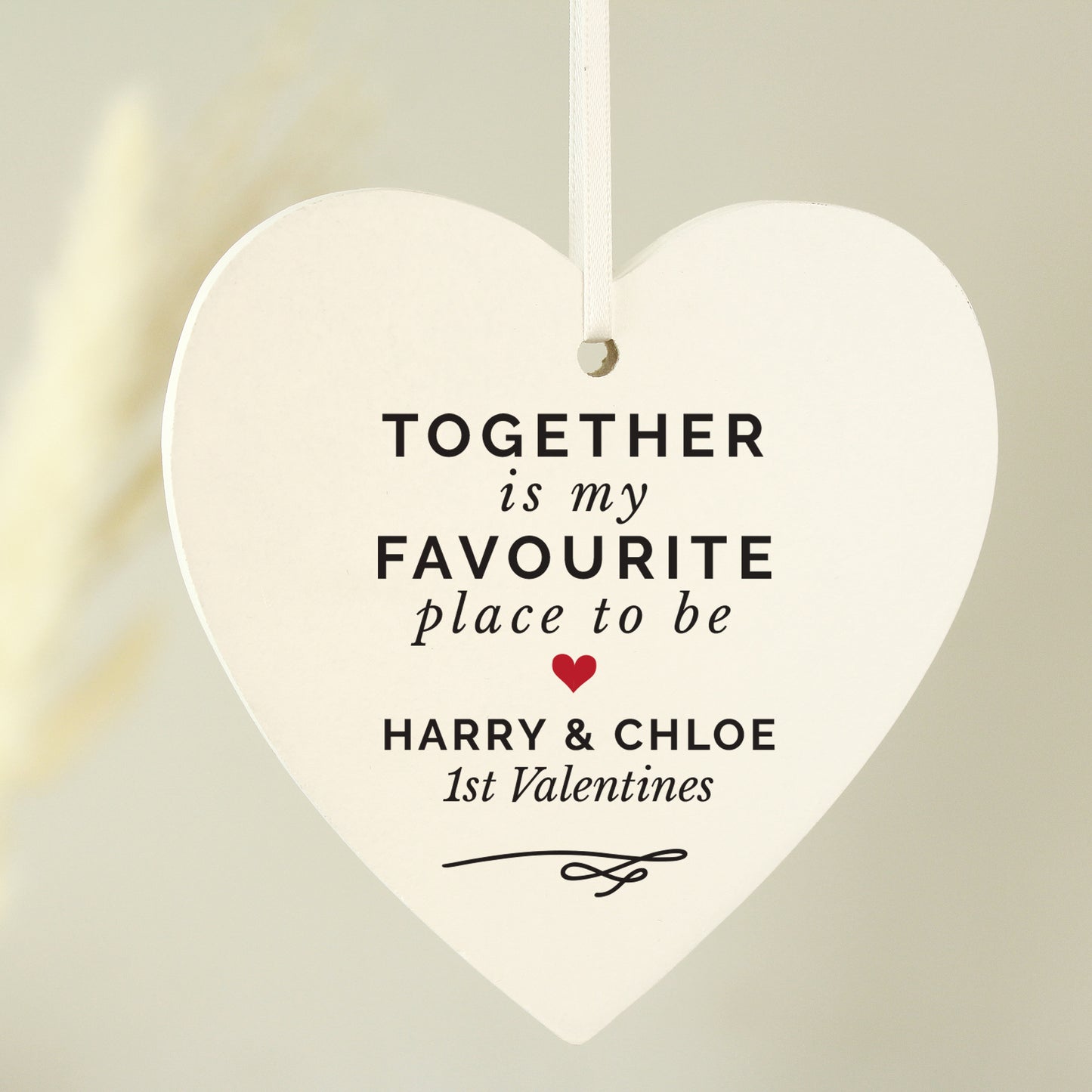 Personalised Together Is My Favourite Place Wooden Heart Decoration - image 2
