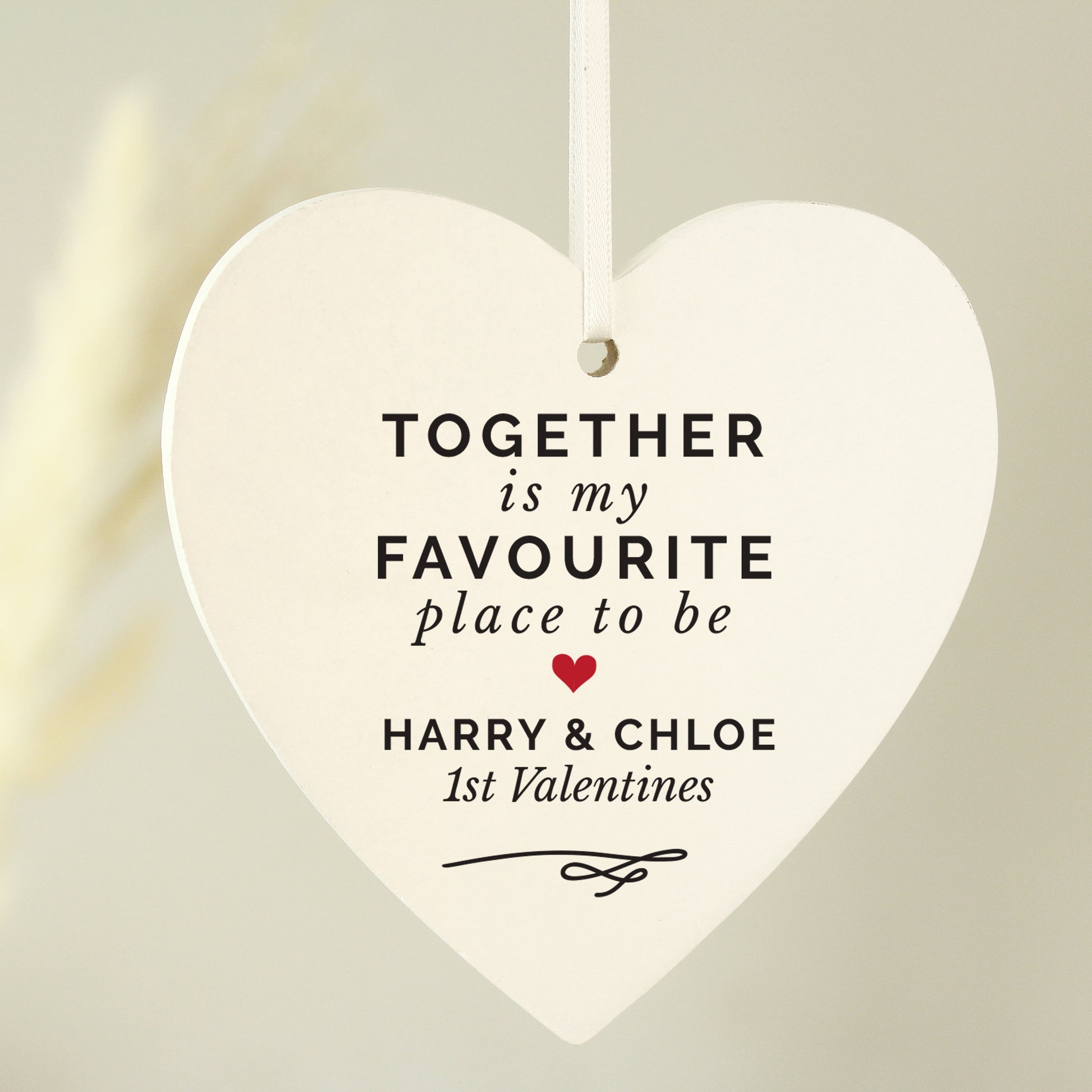 Personalised Together Is My Favourite Place Wooden Heart Decoration - image 2