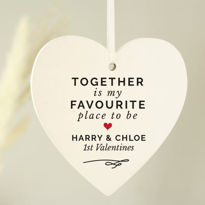 Personalised Together Is My Favourite Place Wooden Heart Decoration - image 2