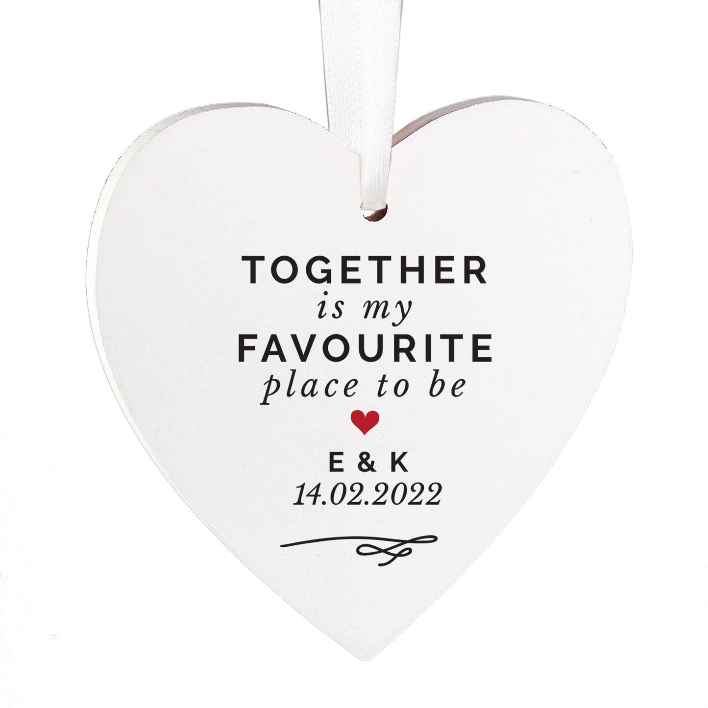Personalised Together Is My Favourite Place Wooden Heart Decoration - image 3