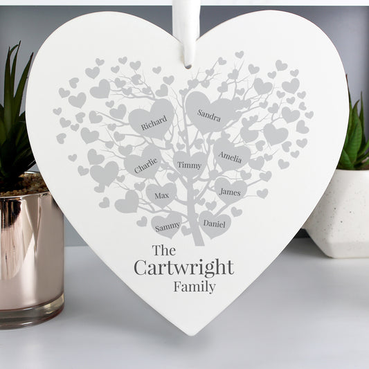 Personalised Family Tree Large Wooden Heart from Heartfelt Gifts