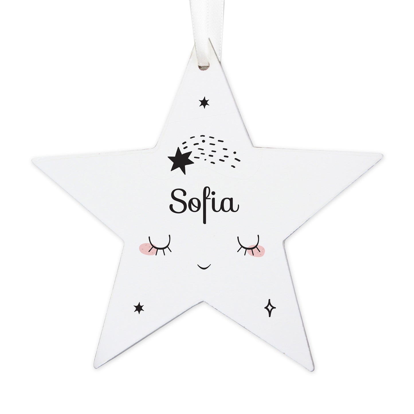 Personalised Baby Moon Wooden Star Decoration - image 4