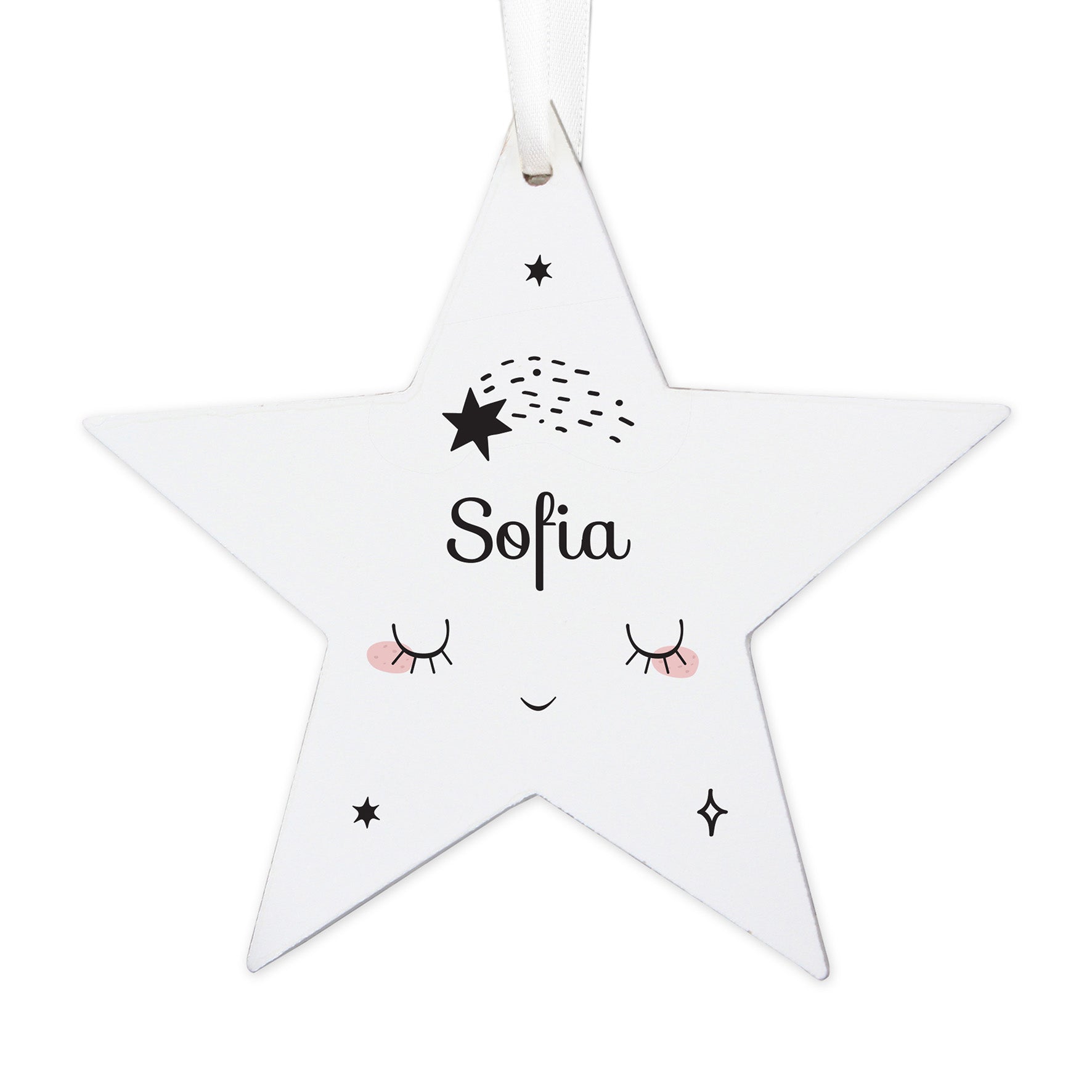 Personalised Baby Moon Wooden Star Decoration - image 4