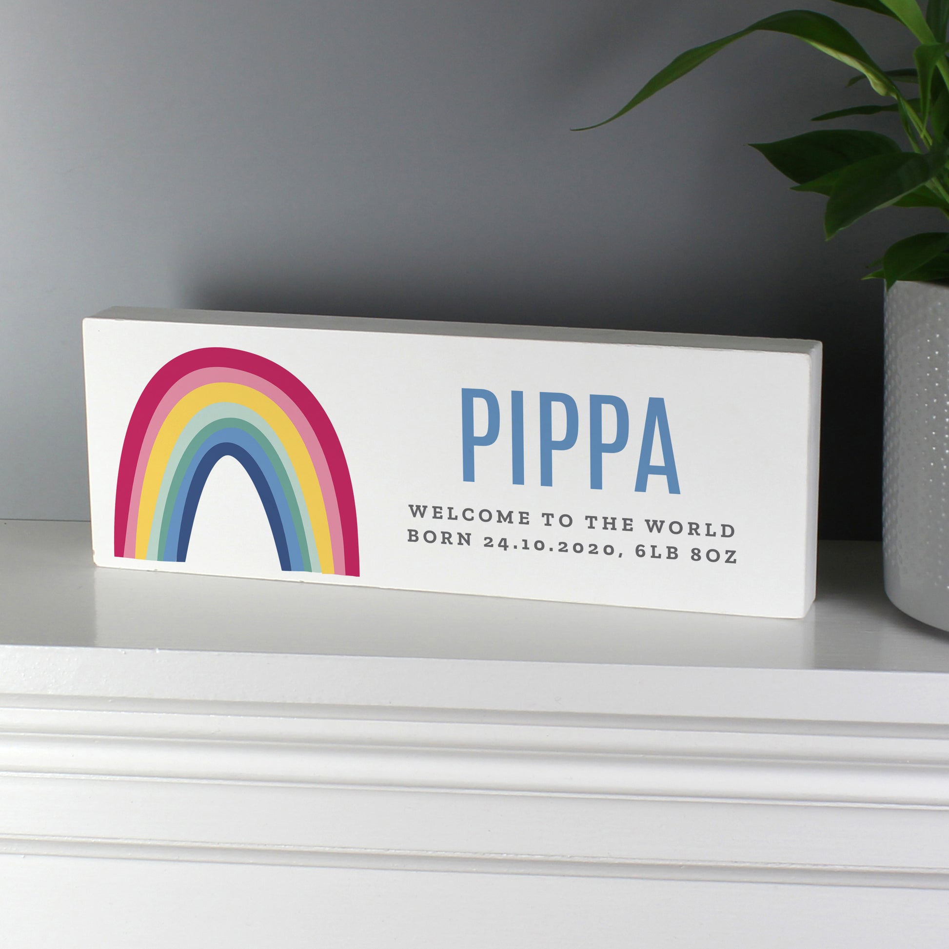 Personalised Rainbow Wooden Mantel Decoration - image 4
