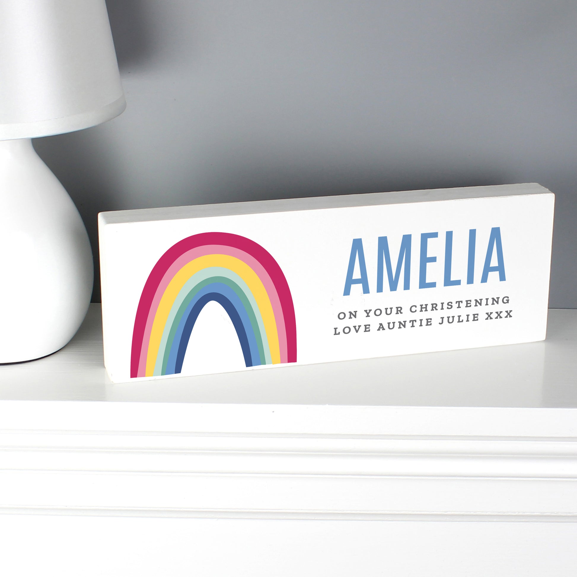 Personalised Rainbow Wooden Mantel Decoration - image 5