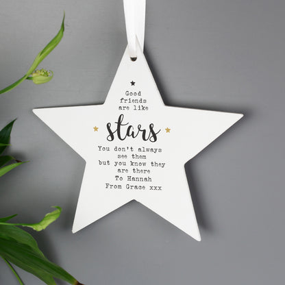 Personalised Good Friends Wooden Star Decoration from Heartfelt Gifts