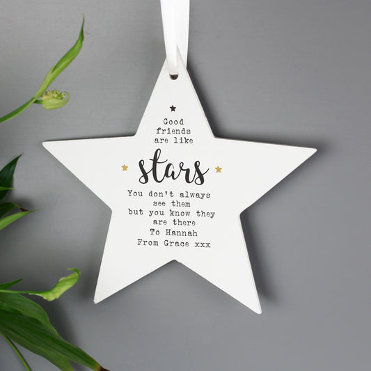 Personalised Good Friends Wooden Star Decoration from Heartfelt Gifts