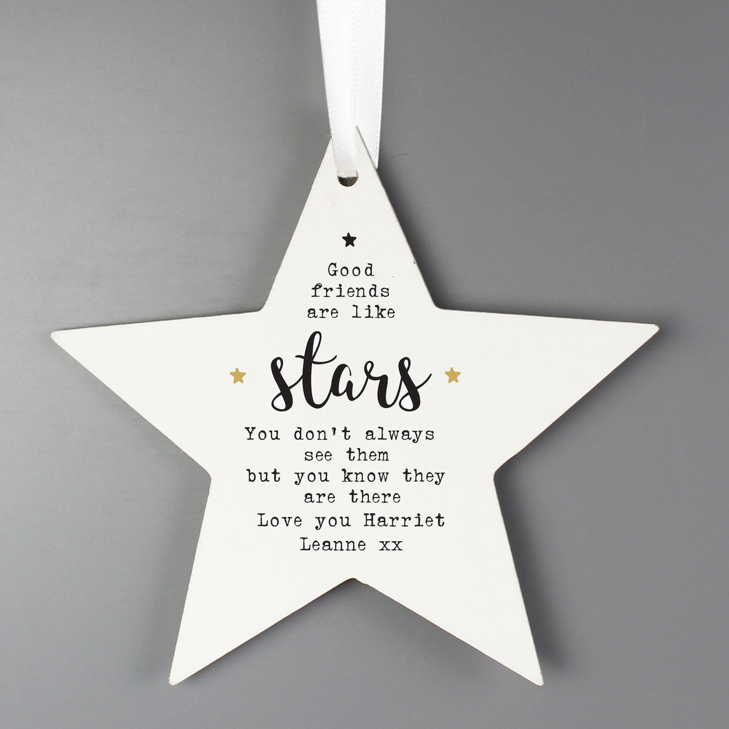 Personalised Good Friends Wooden Star Decoration - image 2