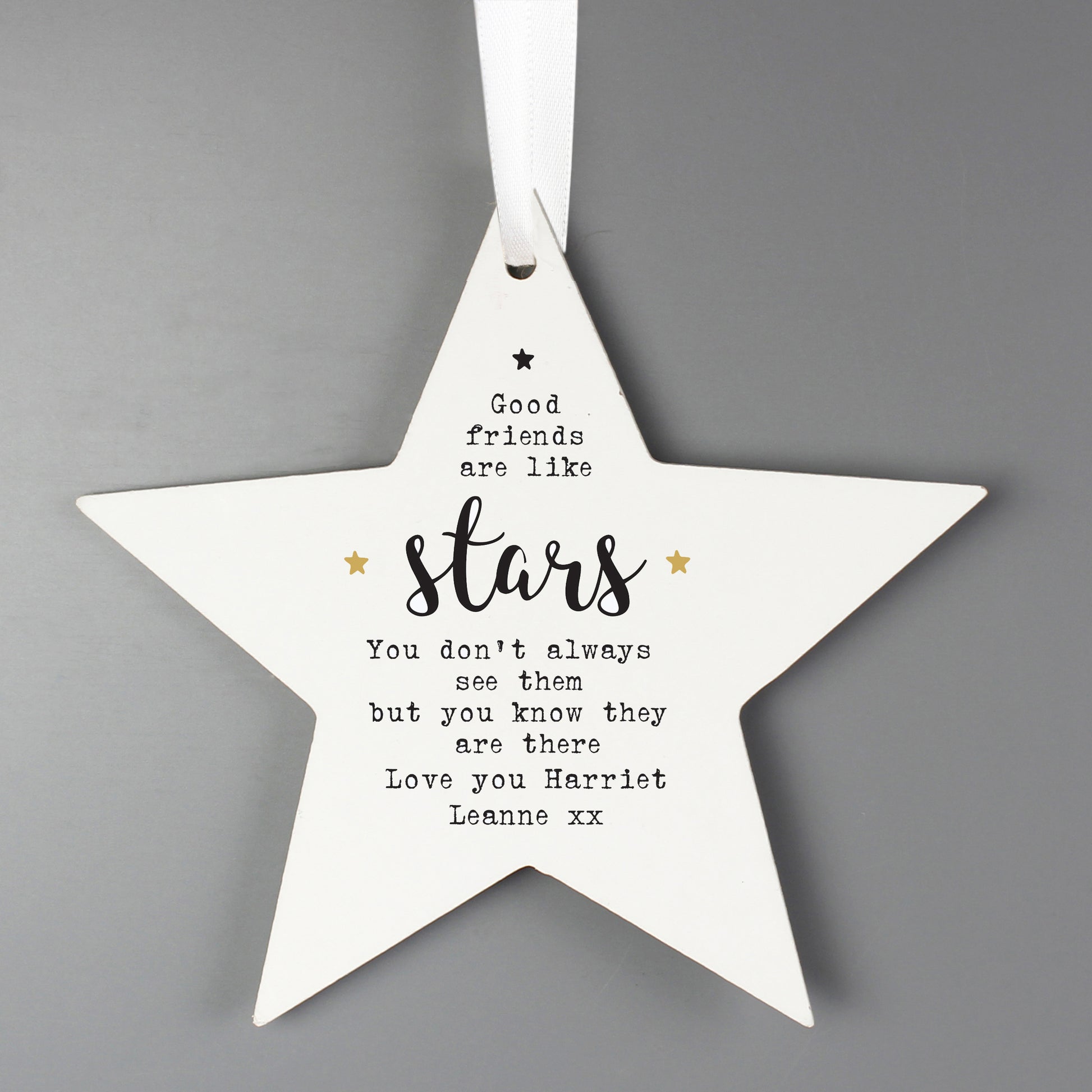 Personalised Good Friends Wooden Star Decoration - image 2