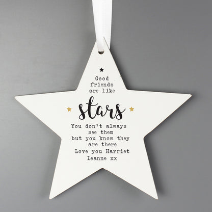 Personalised Good Friends Wooden Star Decoration - image 2