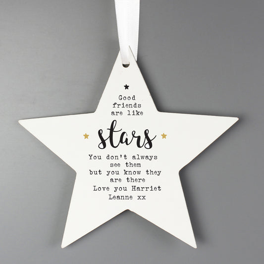 Personalised Good Friends Wooden Star Decoration - image 2