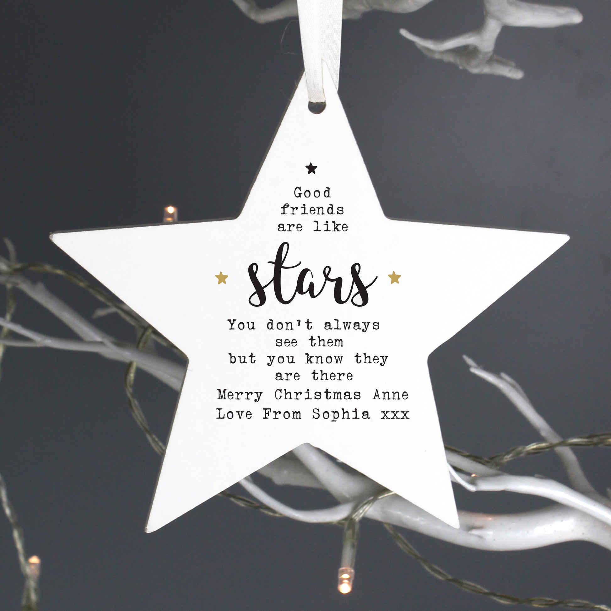 Personalised Good Friends Wooden Star Decoration - image 3