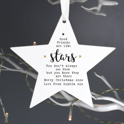 Personalised Good Friends Wooden Star Decoration - image 3