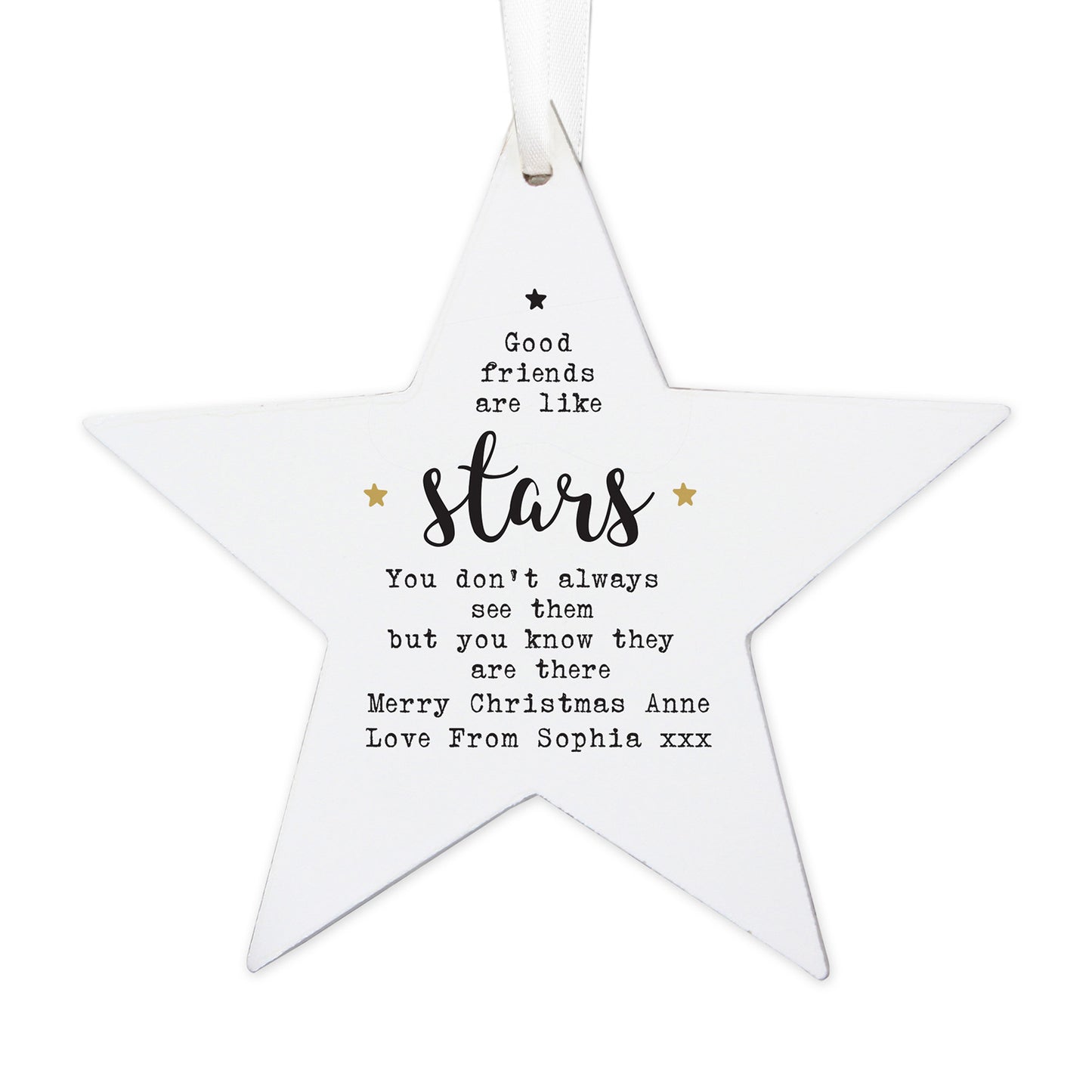Personalised Good Friends Wooden Star Decoration - image 4