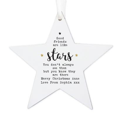 Personalised Good Friends Wooden Star Decoration - image 4
