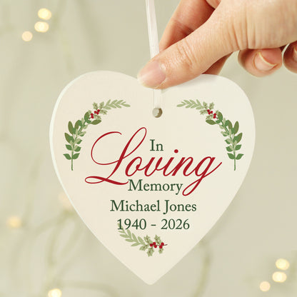 Personalised In Loving Memory Wooden Heart Decoration from Heartfelt Gifts