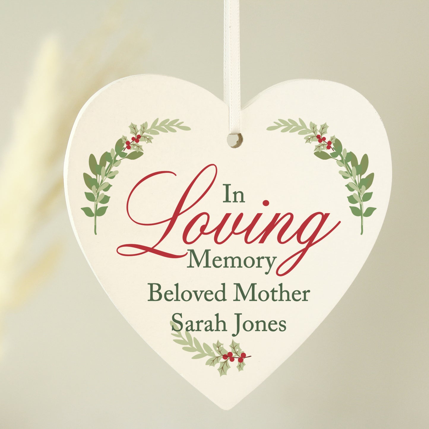 Personalised In Loving Memory Wooden Heart Decoration - image 3
